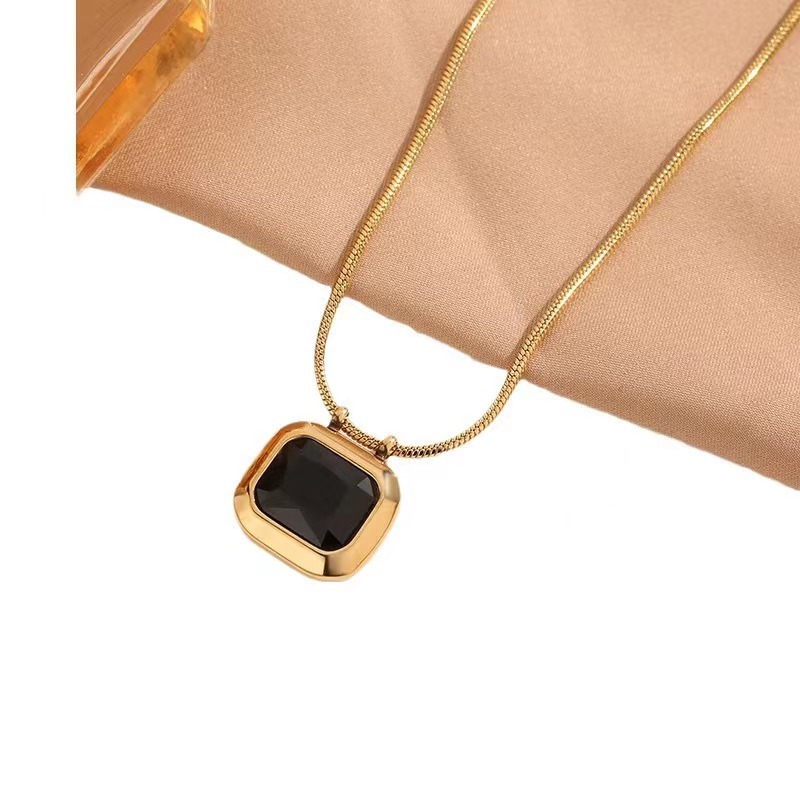 Colar com pingente de esmeralda feminino, nicho leve, luxo, banhado a ouro K, premium, corrente de clavícula,_voghion.com