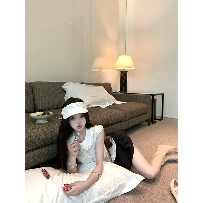 Kit少女集/法式甜心感减龄波点娃娃衫醋酸花苞短裤套装|undefined