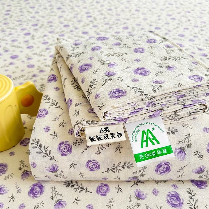 新款小清新双层纱可机洗亲肤床单棉被单人双人学生宿舍舒适三件套|undefined
