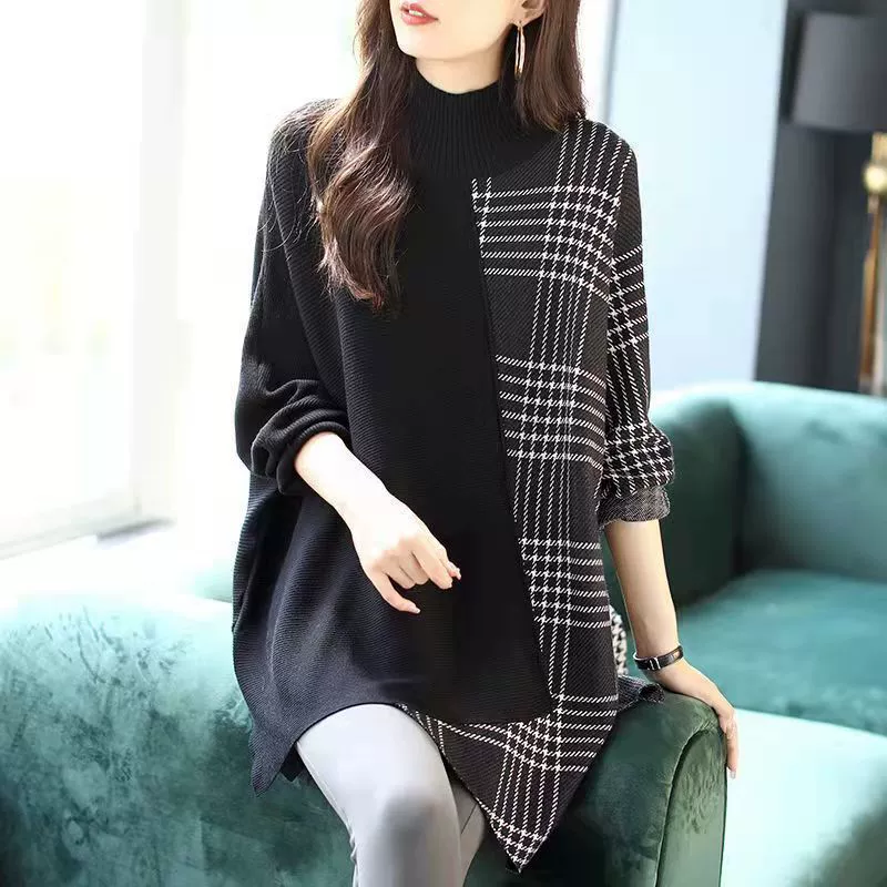 Свитер с длинными рукавами осенний вязаный, mid-length, свободный крой