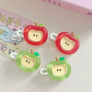 可爱苹果发夹女ins风卡通鸭嘴夹儿童侧边刘海夹百搭水果发饰新款