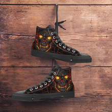 万圣节骷髅头熔岩印花男式帆布鞋高帮独立站热卖来图制定外贸男鞋