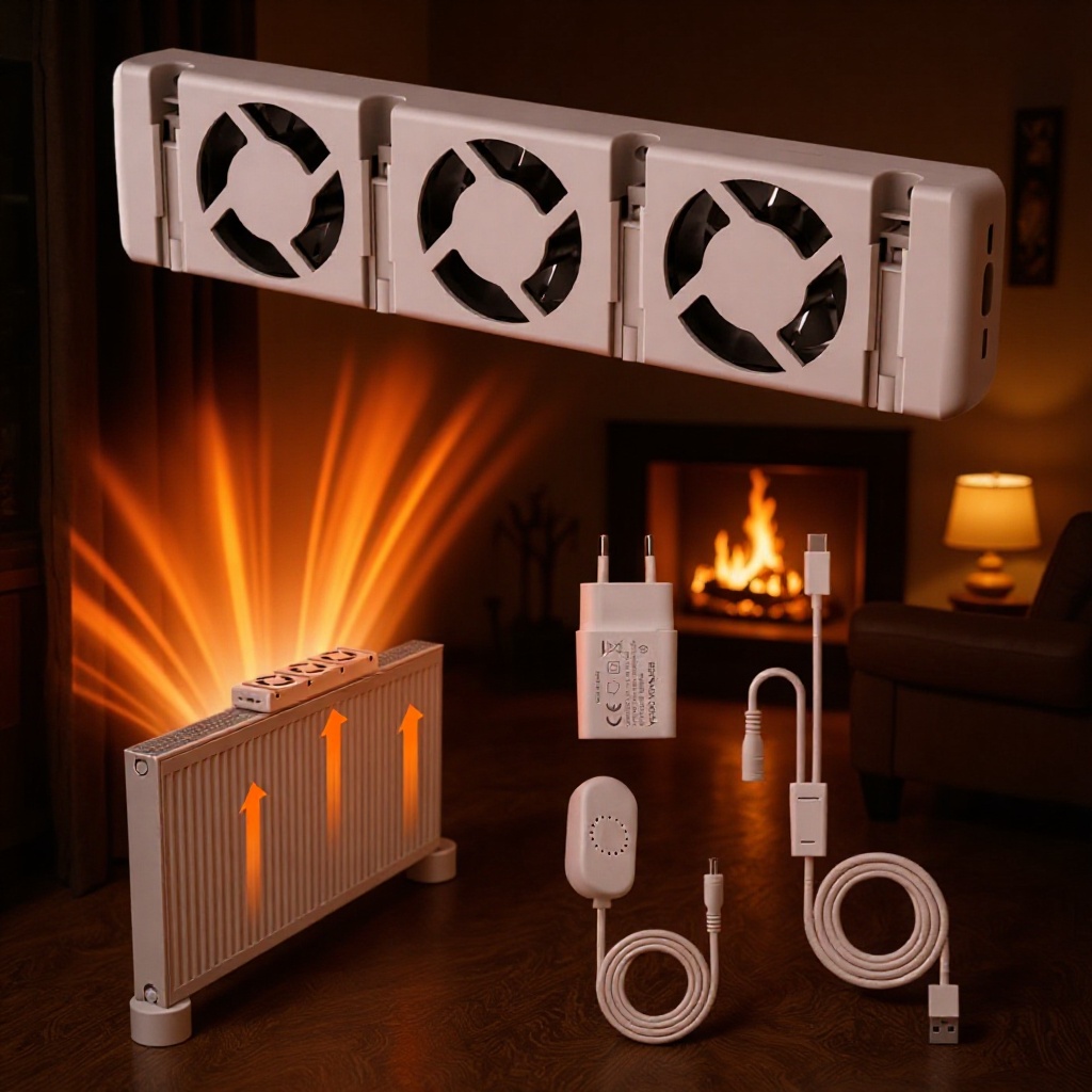 外贸专供5V磁吸暖气壁炉风扇风机取暖热风加速循环器智能散热