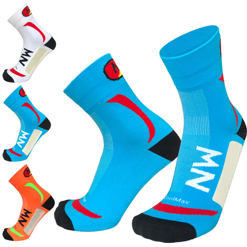 Trendy Color-Blocked Printed Quick-Dry Cycling Socks, Mid-Calf Cycling Socks, Road and Mountain Bike Outdoor Racing Sports Socks
