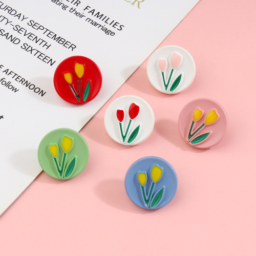 Children's baby button cardigan knitwear with small orchid flower button, high-end fashionable and colorful button style