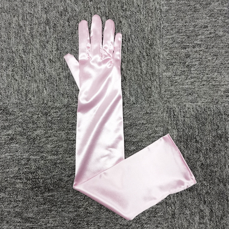 色丁手套加长礼服缎面婚礼演出舞会服饰配件礼仪多色过肘氨纶晚装|undefined