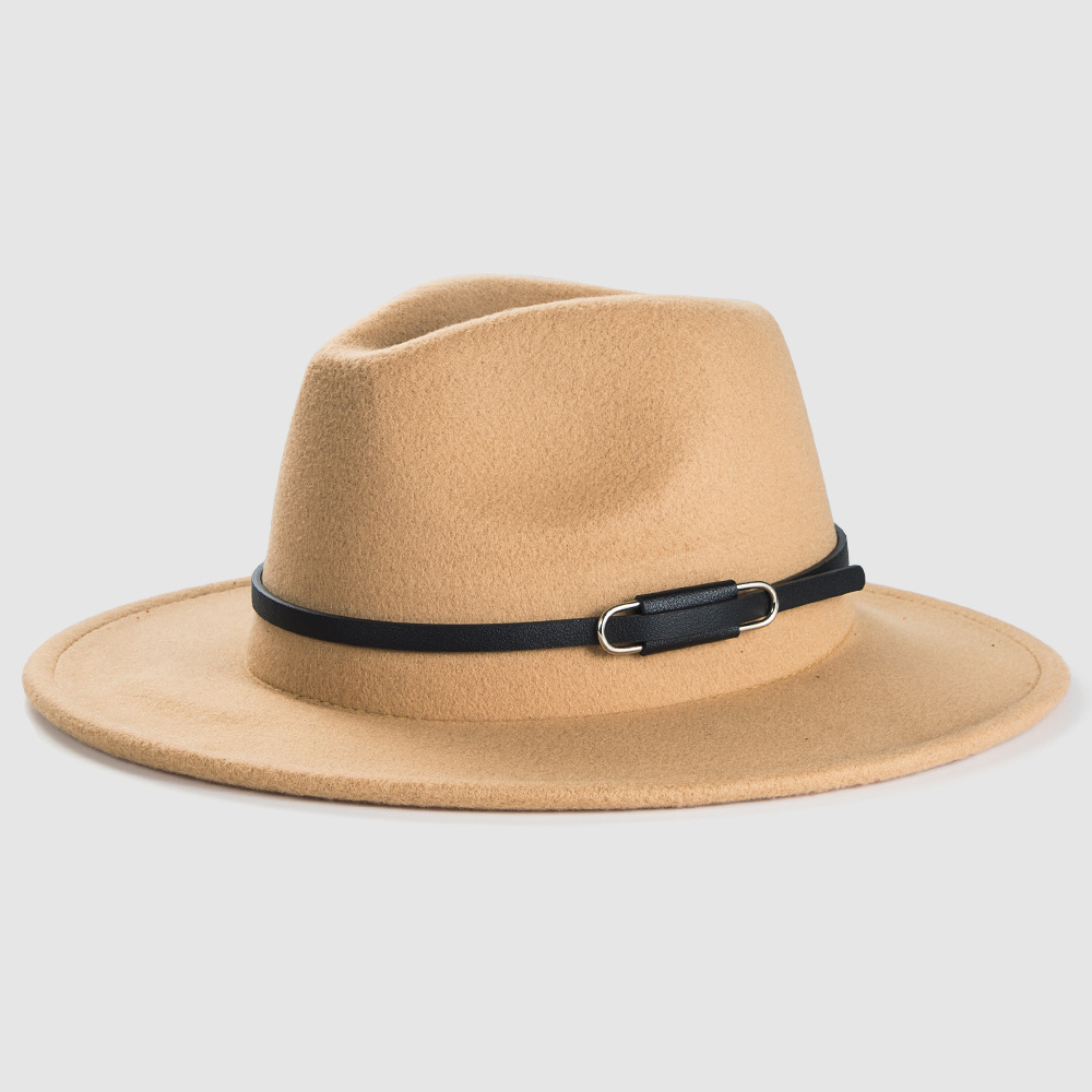 Woolen Material Cross-border Exclusively Retro Woolen Hats For Belt Accessories Felt Hat Simple Big Brim Jazz Hat