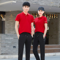Summer New Style Sports Set Women Couple Same Style Clothing Pure Cotton Polo Shirt Casual Ice Silk Tied Leg Pants Men