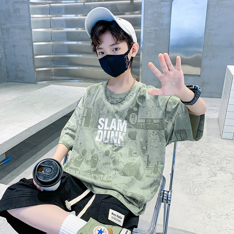 (2개) 소년 여름 세트 2024 새로운 어린이 여름 옷 유행 잘 생긴 유행 소년 반팔 스포츠 여름 옷
