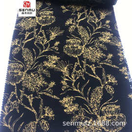 欧洲时尚色织平纹布欧美锻面花卉提花面料潮流西装连衣裙涤纶布料