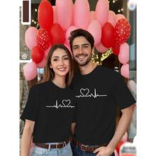 L 35840 Heart Print Round Neck T-Shirt ����ӡ��T�� �羳����