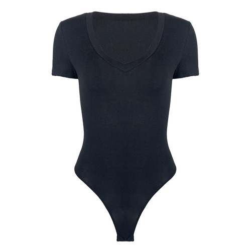 Bodysuit 2025 New Summer European and American Foreign Trade Women's Amazon Short Sleeve V-neck Sexy Bodycon Dress 