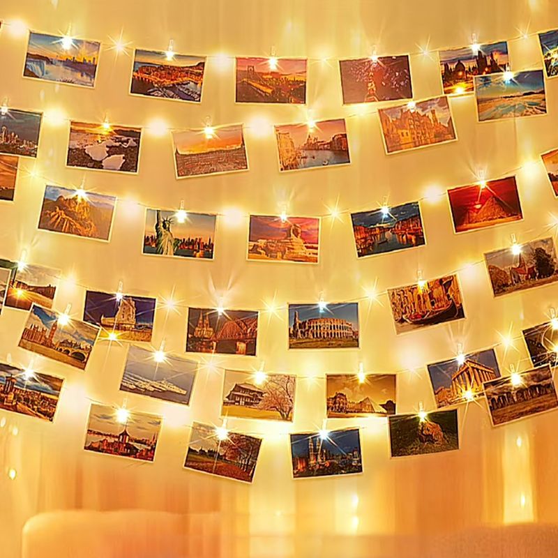 Transfronterizos LED Clip Light String foto pared decoración de la habitación Lámpara de color propuesta de matrimonio creativa caja de baterías USB lámpara de cable de cobre