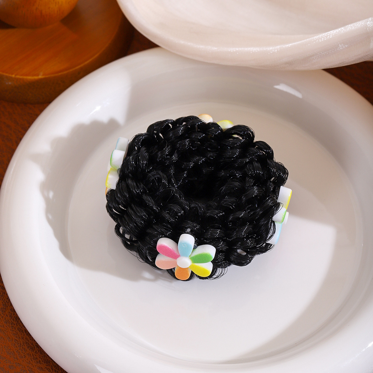 Nuevo anillo de pelo de dibujos animados para niños verano relajado bola cabeza peluca anillo de pelo princesa cabeza de bebé flores de cabello aparatos de pelo