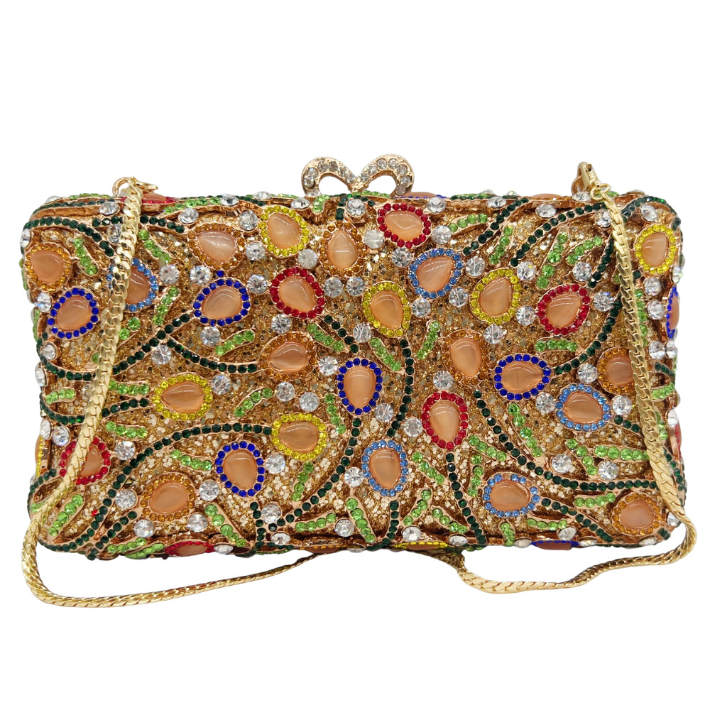 Túi clutch nữ đính đá mắt mèo kim cương dự tiệc — màu vàng, bạc, Tùy chỉnh cá nhân chi tiết 4