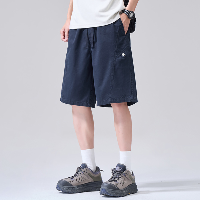 Shanggu Men's Wear Summer Pure Cotton Breathable Straight-Leg Work Pants American Style Trendy Brand Five-Point Shorts Work Pants for Men