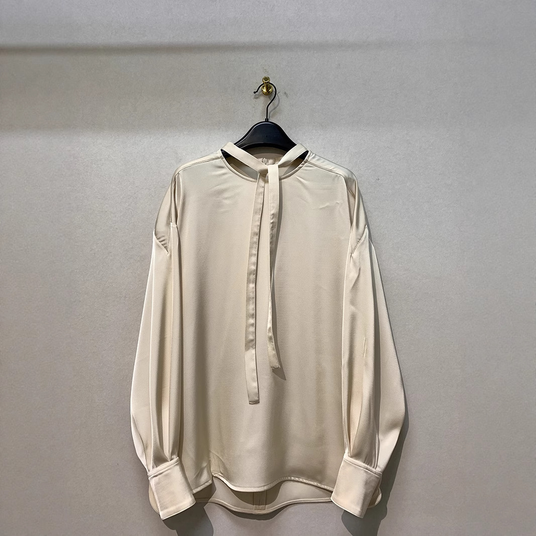 高定新款日系法式简约衬衫宽松廓形慵懒爽滑上衣