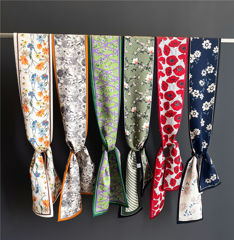 Sciarpa alla moda, cintura, sciarpa, nastro, decorazione per borsa legata, piccola fascia per capelli lunga, sciarpa di seta, donna bifacciale_voghion.com