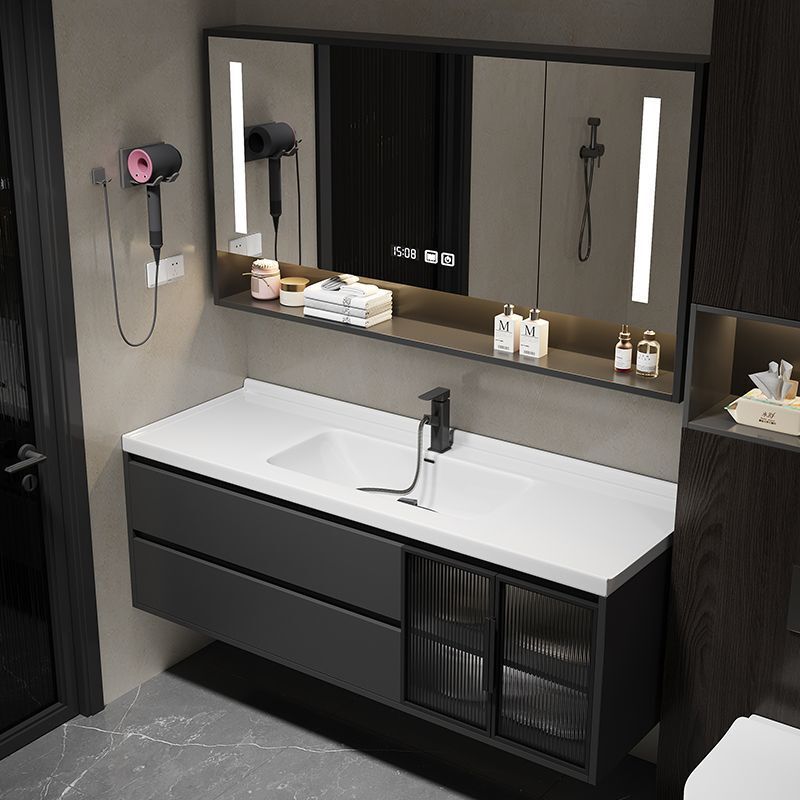 Light Luxury Slate Bathroom Cabinet, Modern Minimalist Smart Bathroom Sink Cabinet Combination Washbasin Light Luxury Slate Bathroom Cabinet, Modern Minimalist Smart Bathroom Sink Cabinet Combination Washbasin
