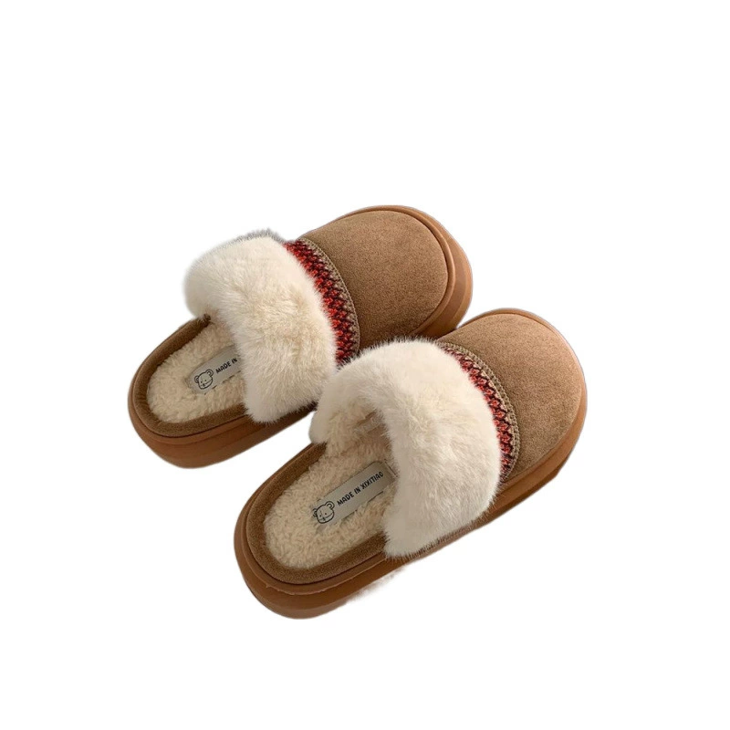 Universal ethnic winter non-slip slippers indoor, keep warm comfortable footwear for pregnant, ethnic style