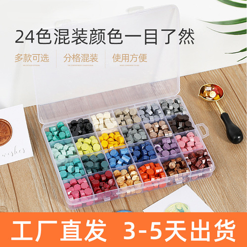 Transparent retro boxed fire paint wax particles set gold powder fire paint seal sealed fire paint particles wax compartmentalized wax beads