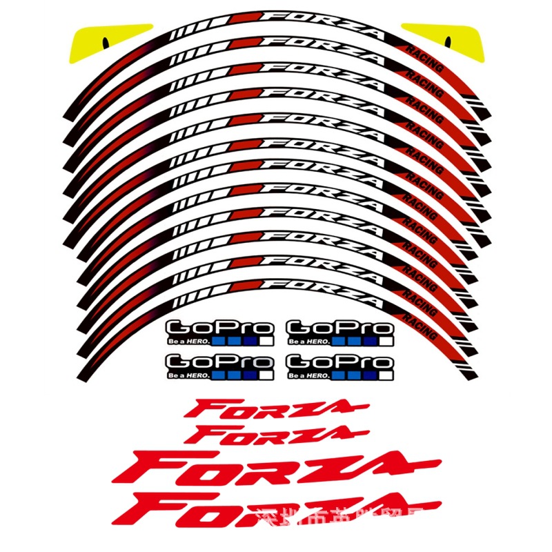 빨간색 휠 스티커 + [빨간색 내부 링] 글자 세트
