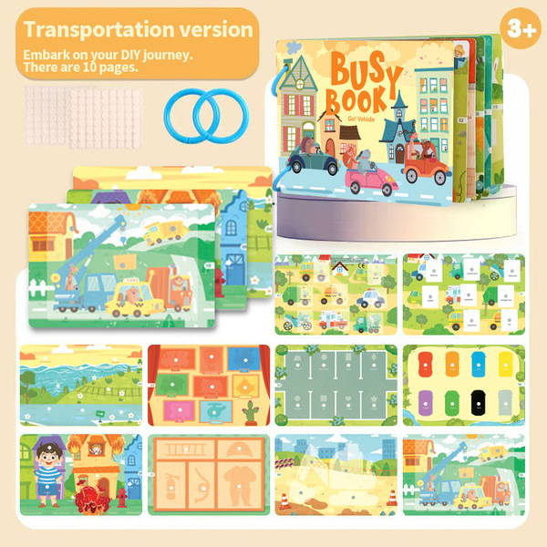 Cross-Border English Version Tear-And-Stick Book, Quiet Stick-And-Stick Book, Tear-Off Book, Reusable Educational Busy Sticker Book for Infants and Toddlers