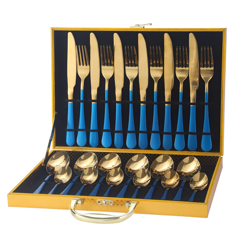 Venta caliente de Amazon 1010 vajilla de acero inoxidable 24/36/48 Set 4 piezas principales transfronterizo cuchillo de comida occidental, tenedor y cuchara traje