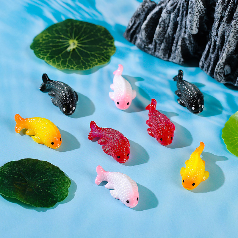 微景观创意可爱小鱼锦鲤彩色鱼 水族箱鱼缸生态瓶造景装饰配件小