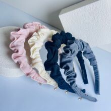 高颅顶缎面宽边褶皱发箍不勒头时尚网红款发箍女高级感百搭发箍