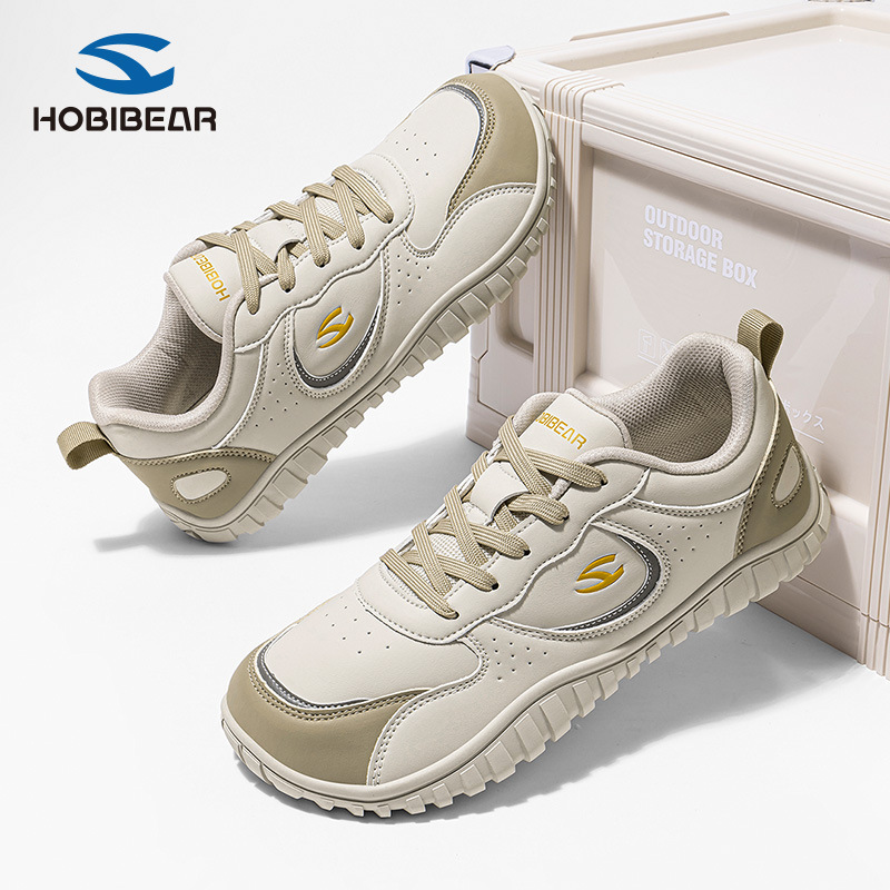 Hobibear Leather Wide-Toe Shoes, Spring & Fall Men's Shoes, Comfortable Sports Shoes, Wear-Resistant Barefoot Shoes, Running Shoes, Factory Direct Sales