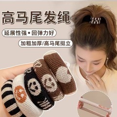高弾力頭縄耐久ゴム女性レトロシンプル縫い目なし髪紐ファッション高馬尾髪輪髪飾り