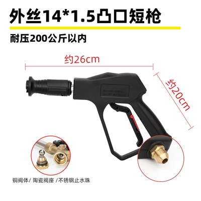 Suitable for High-Pressure Water Gun Head Car Wash Machine Gun Head 380 Black Cat Cleaning Machine Special Nozzle Spray Gun Brush Car Wash (High pressure car wash water gun) - g2-protruding-outer-wire-m14-short-gun-pressure-resistance-200kg