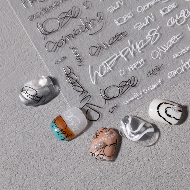 Nail stickers ins cross-border internet celebrity English letters graffiti text geometric lines girls nail stickers wholesale Nail stickers ins cross-border internet celebrity English letters graffiti text geometric lines girls nail stickers wholesale