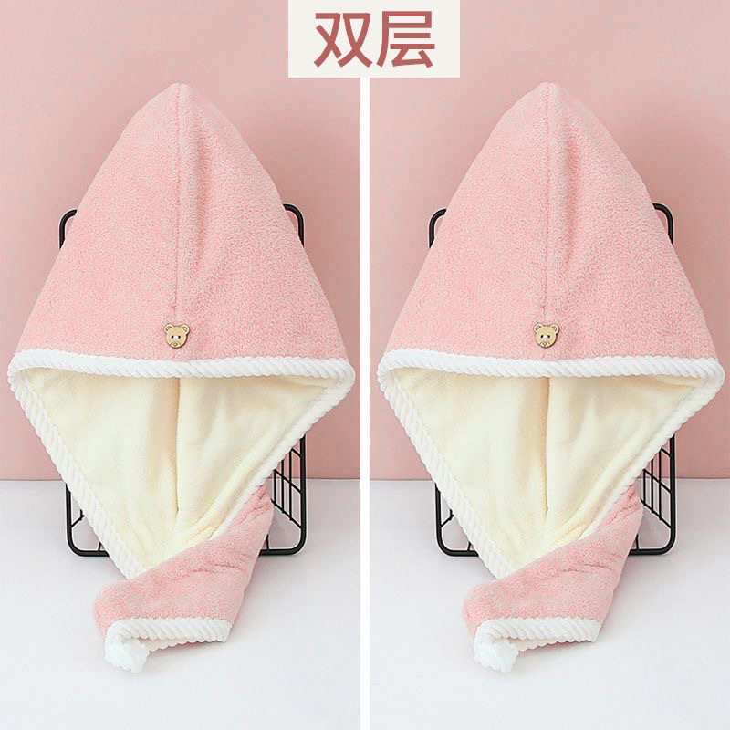 Gorro de secado del cabello Pañuelo engrosado para mujeres Cepillo de lavado del cabello Toalla de secado súper rápido Toalla de terciopelo de coral Toalla de secado lindo gorro de ducha