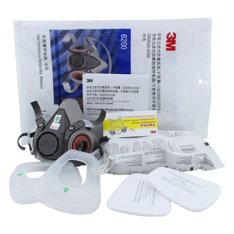3M6200 + 6007(6009 alternativa) máscara de gas mercurio vapor mercurio cloro máscara de polvo