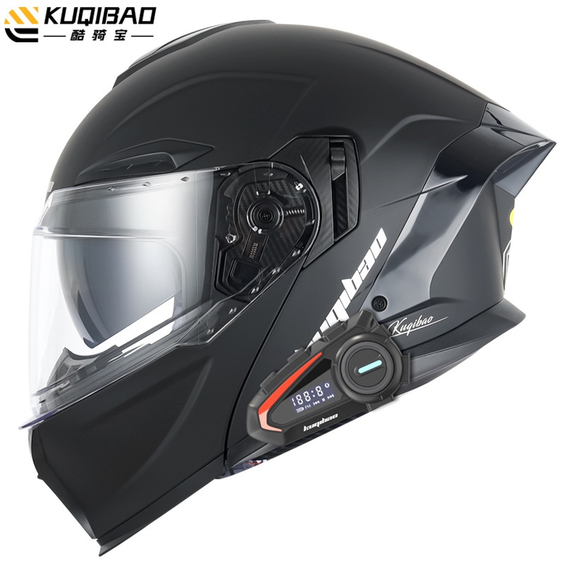 Helmet, Universal Motosiklet kaskı (dəbilqə) - matte-black-with-k20-bluetooth-white-lens-m