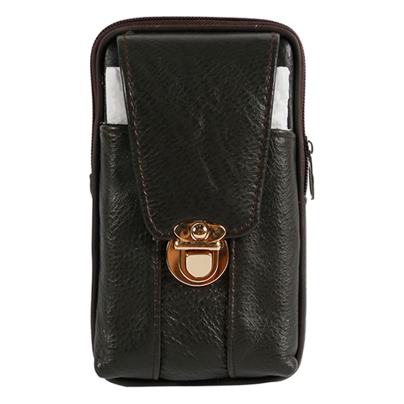 Synthetic Leather Men's Belt Phone Bag, Waterproof Waist Bag for Middle-Aged and Elderly Men, Suitable for Work on Construction Sites, Coin Purse 7inch