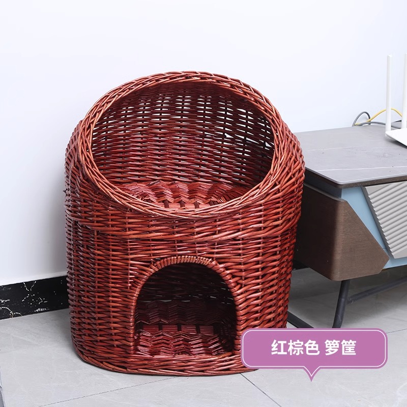 Casa de ratas tejida felina de sauce cuatro estaciones generales de verano desmontable felina perros pequeños y medianos Teddy tejido felina de mascotas