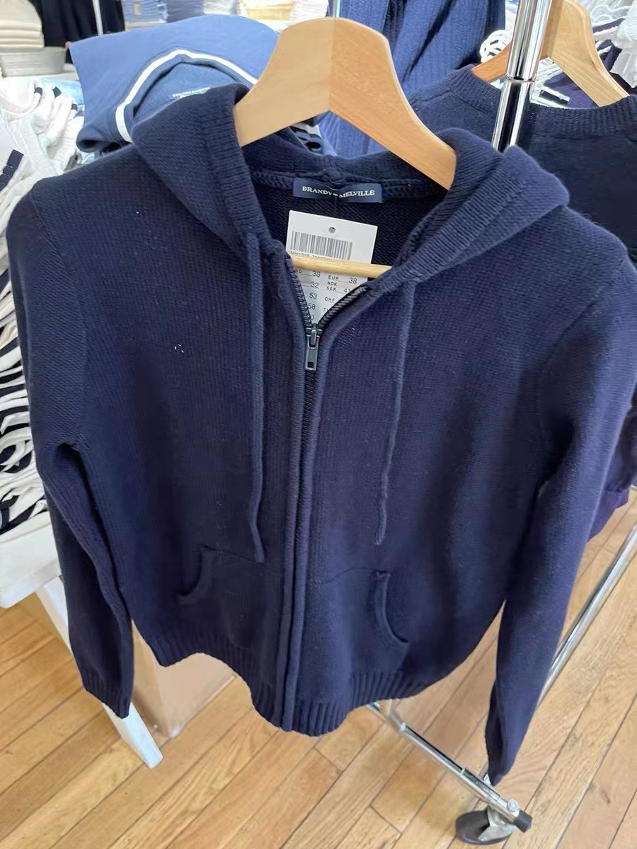 Hoody, knitted short sweater with zipper, city style 4
