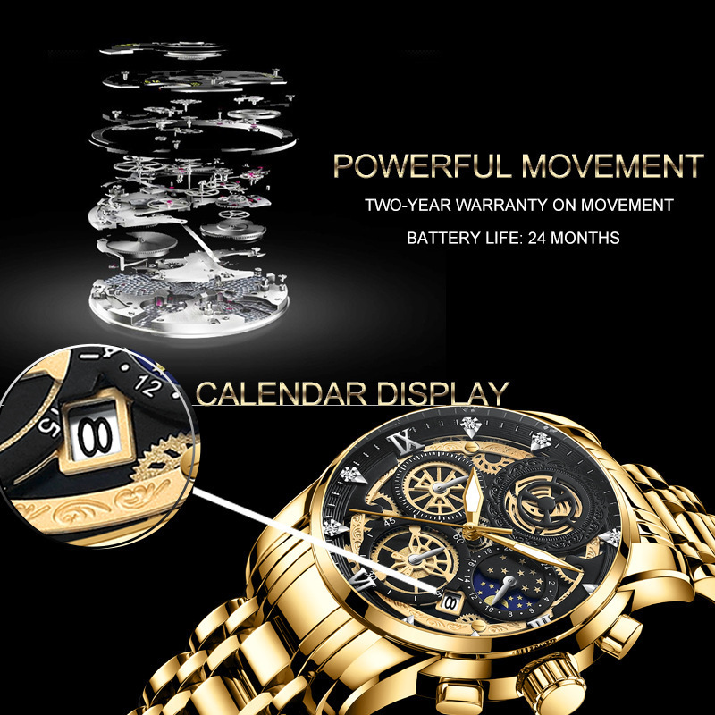 Jahr Sonne Mond Stern Herrenuhr Hohlkalender Tourbillon Quarz wasserdichte Uhr Herrenuhr_voghion.com