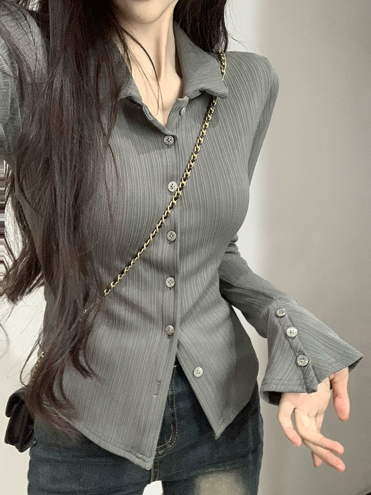 Дизайн длинный рукав, майка-боди, футболка-поло, осень, тренд сезона, Slim fit