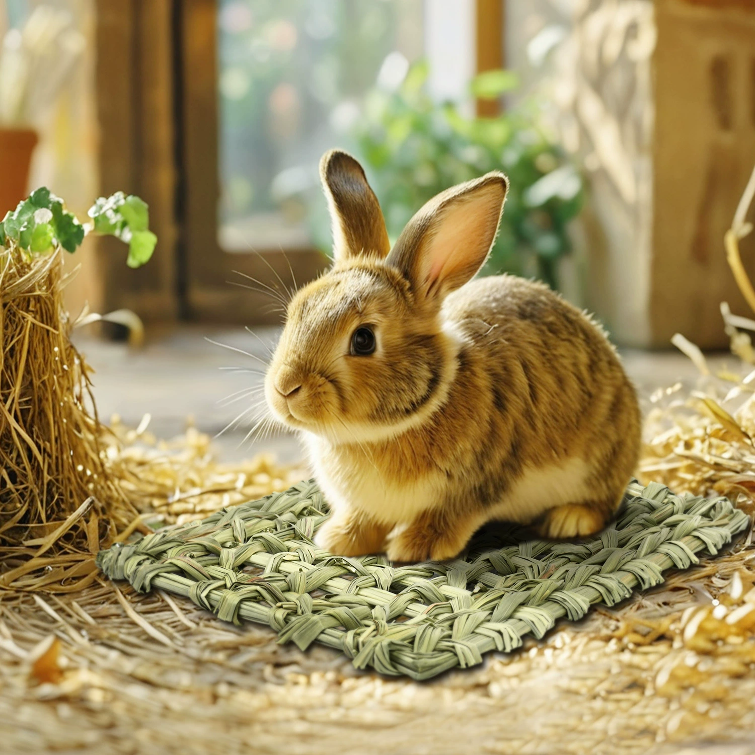 Трансграничный плетеный из соломы коврик из натуральной кроличьей соломы, расслабляющий соломенный коврик, съедобная игрушка для прорезывания зубов, кролик, шиншилла, игрушка для морской свинки