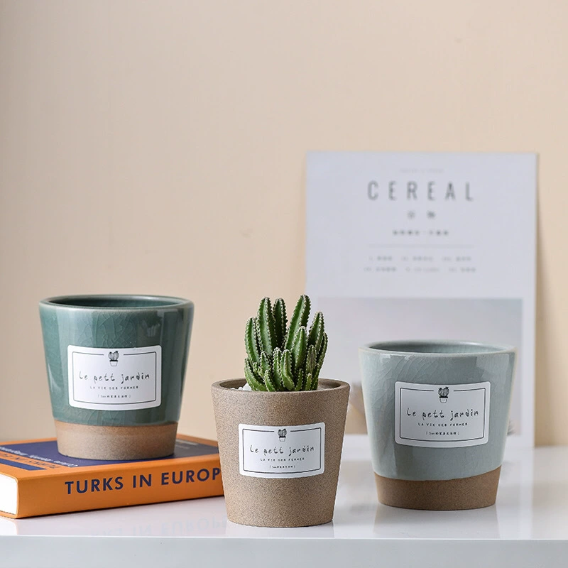 Глиняный цветочный горшок для суккулентов, высокотемпературный дышащий керамический горшок для суккулентов с поддоном для предотвращения скопления воды в стиле