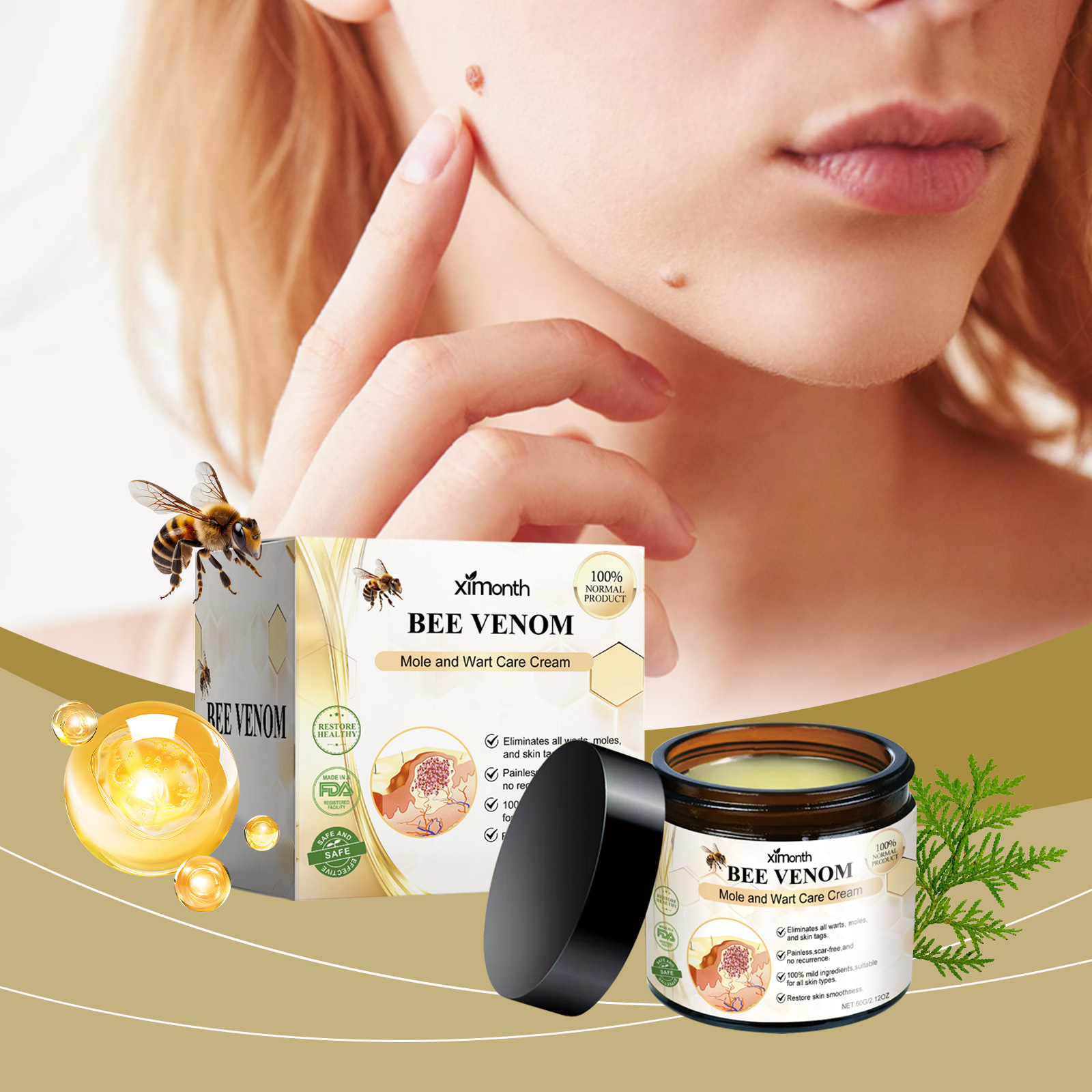 XIMONTH Mole Cream Gentle Cleansing Skin Smooth Skin Moisturizing Repair Skin Care Cream