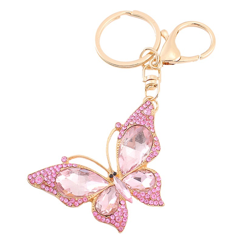 Llavero de Mariposa con Pedrería Colorida y Moderna, Colgante de Aleación para Mochila o Llaves de Coche, Anillo de Llavero Creativo con Cristales