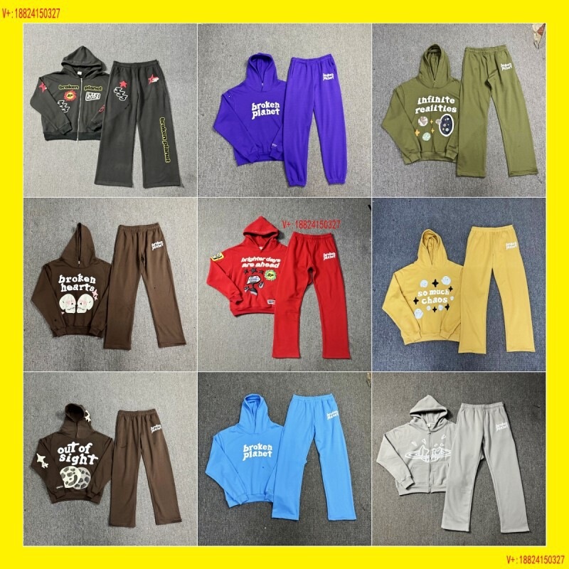 Trendy Brand Cross-Border Broken Letter Foam Print Hoodie High Street Loose Casual Sweatshirt Planet Set