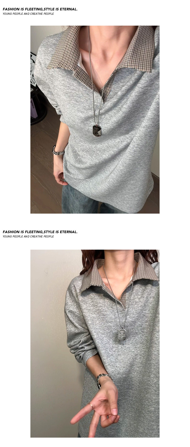 Sweatshirt dames houndstooth patroon american style los model_voghion.com