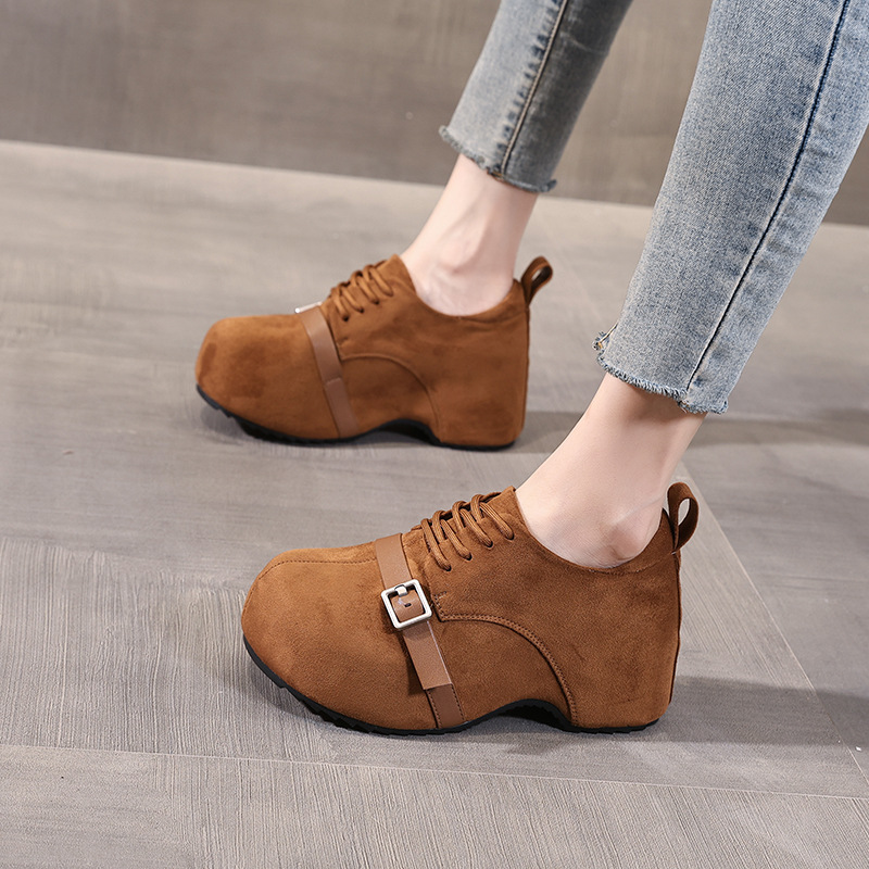 Giày lười nữ Birkenstock đế xuồng dày nâng chiều cao, đế mềm mùa thu — con lạc đà