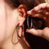 Accessory, zirconium, golden earrings, European style, micro incrustation